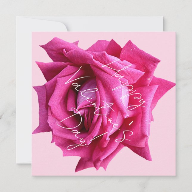 Carte Happy Valentine rose rose chaud glam (Devant)