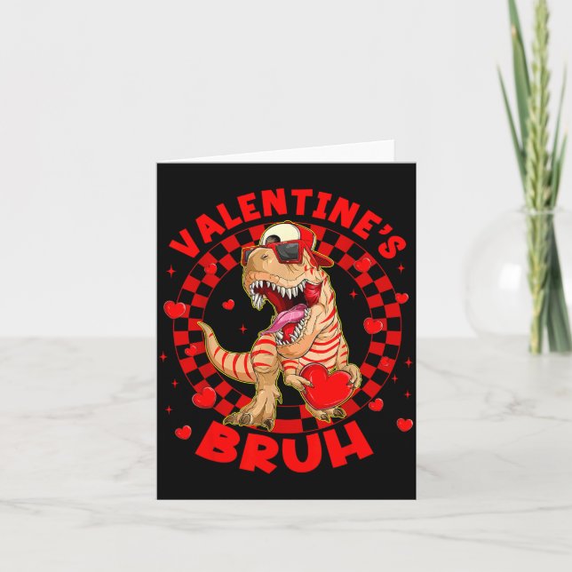Carte Happy Valentine's Bruh Funny Dinosaur Valentine Me (Devant)