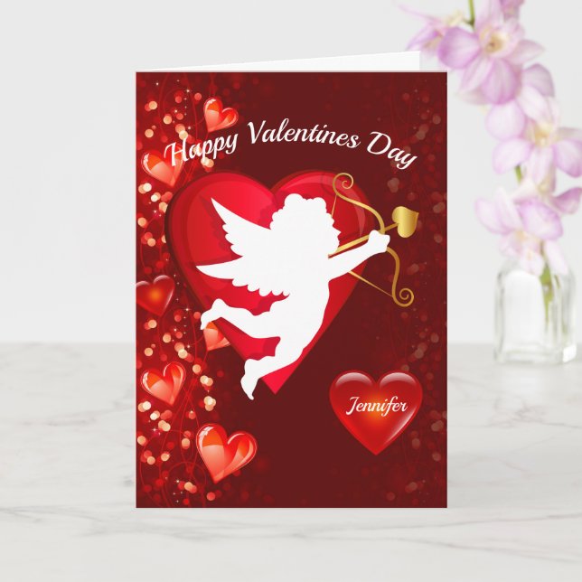 Carte Happy Valentine's Day Card Personalize Name (Orchidée)