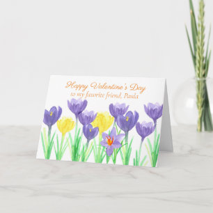 Carte Happy Valentine's Day Friend Crocus Flowers