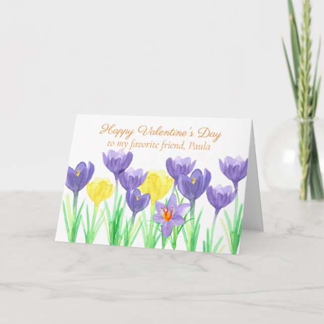 Carte Happy Valentine's Day Friend Crocus Flowers (Devant)