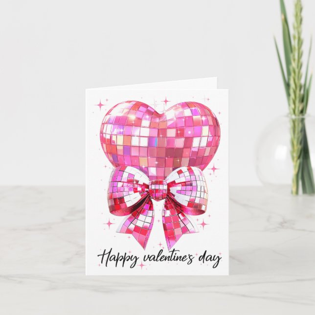 Carte Happy Valentine's Day Funny Coquette Disco Ball He (Devant)