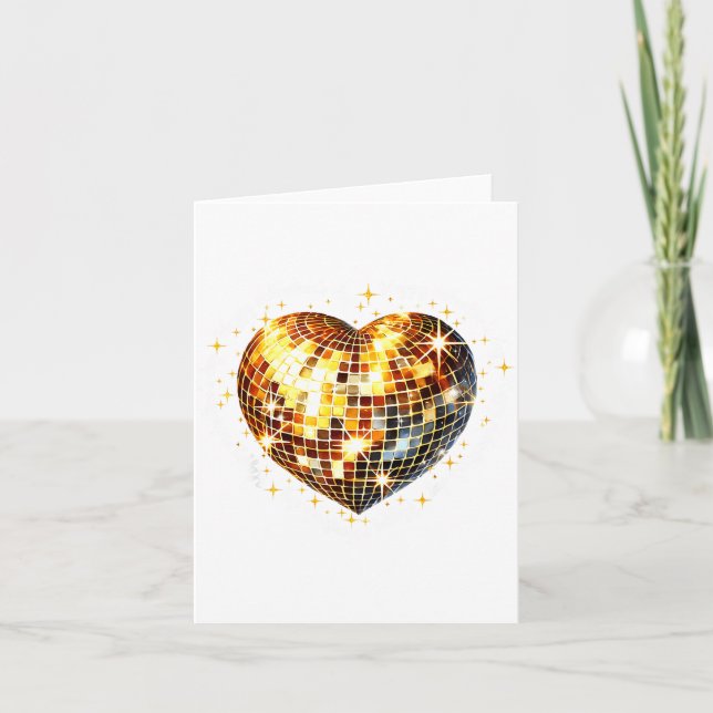 Carte Happy Valentine's Day Funny Gold Coquette Disco Ba (Devant)