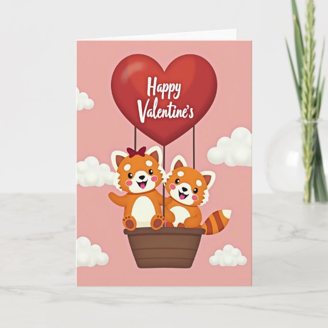 Carte Happy Valentines Red Panda Card (Devant)