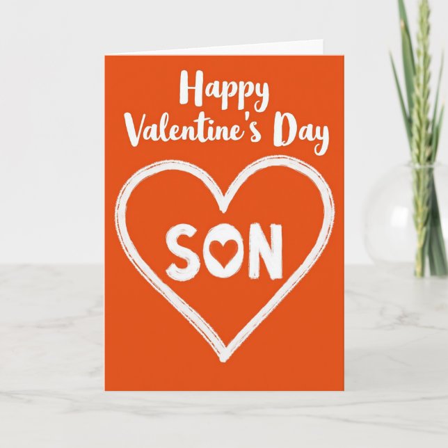 Carte Happy Valentines Son Painted Heart Card (Devant)