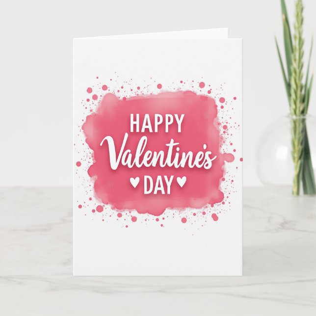 Carte Happy Valentines Watercolor Splash Card (Devant)