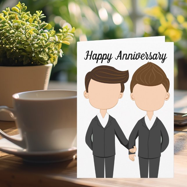 Carte Happy Wedding Anniversary Gay Men Couple (Créateur téléchargé)