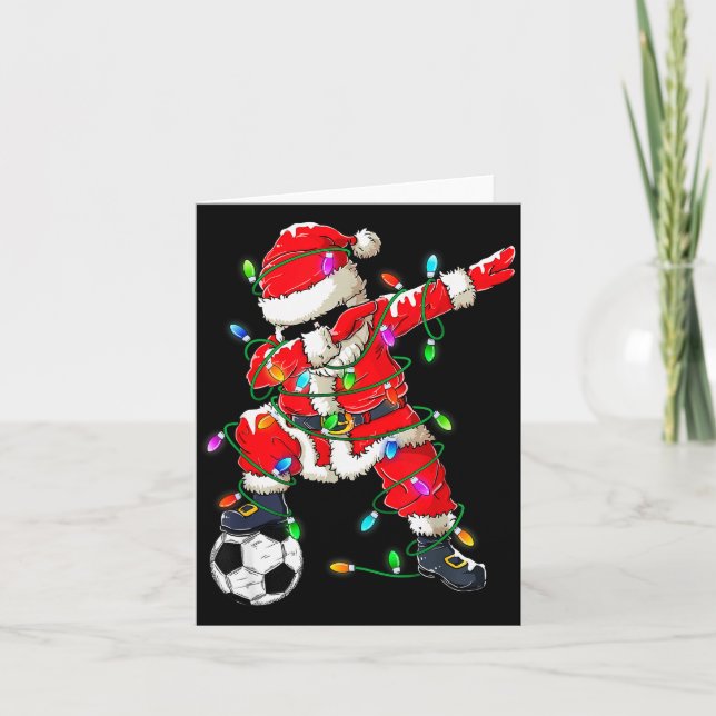 Carte Happy Xmas Dabbing Santa Soccer Christmas Pajamas  (Devant)