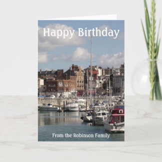 Carte Harbour Boats Happy Birthday Card from Family