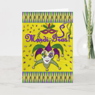 Carte Harlequin de mardi gras de masque de farceur