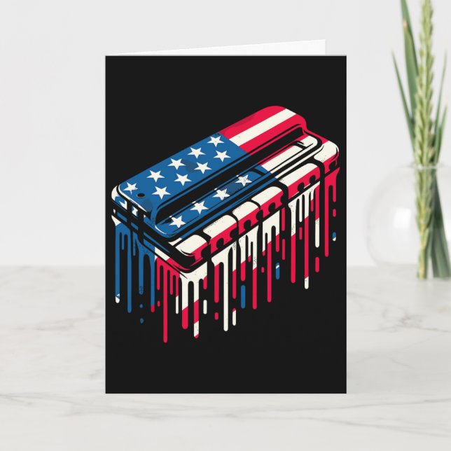 Carte Harmonica à gouttes de peinture Drapeau américain  (Devant)