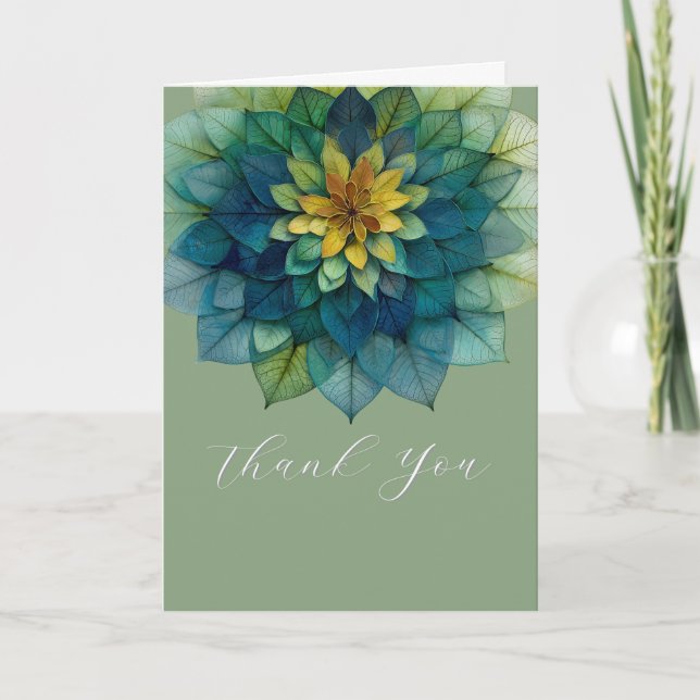 Carte Harmonie Verdoyante | Mandala de Feuilles (Devant)