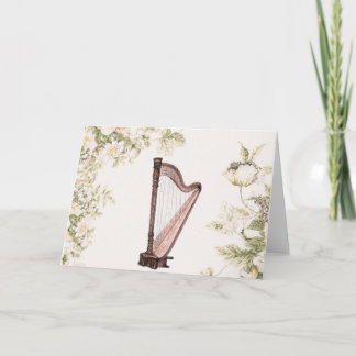Carte Harp & Flowers Greeting Card