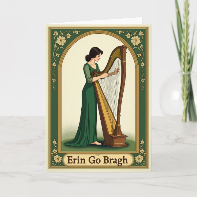 Carte Harp Music Emerald Woman Card (Devant)