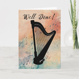 Carte Harp Music Performance Félicitations Aquarelle