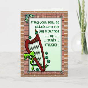 Carte Harpe, Shamrock, Musique irlandaise Bénédiction pe