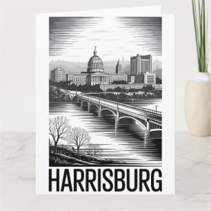 Carte Harrisburg Pennsylvanie Skyline Noir Blanc