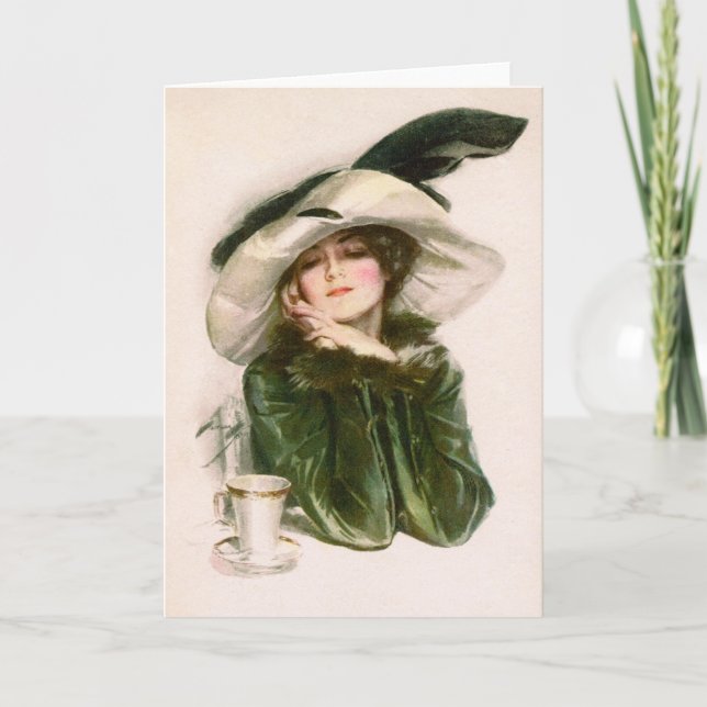 Carte Harrison Fisher's "Contentment" & Coffee Greeting (Devant)