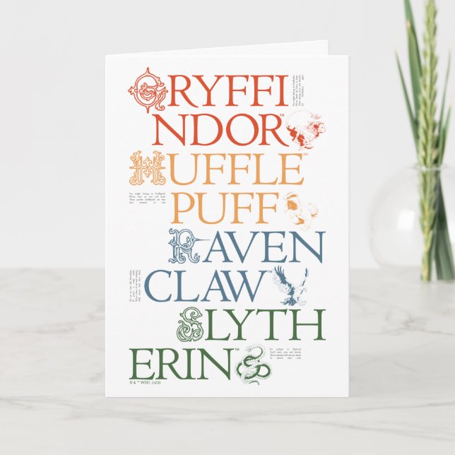 Carte HARRY POTTER™ | Délicat Sketch HOGWARTS™ Maisons (Devant)