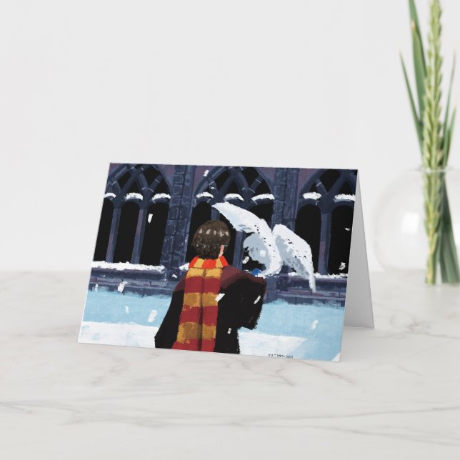 Carte HARRY POTTER™ & Hedwig dans la neige (Devant)