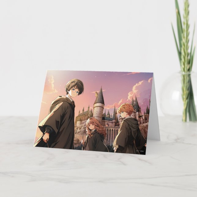 Carte HARRY POTTER™ Hermione & Ron HOGWARTS™ Scène d'ani (Devant)