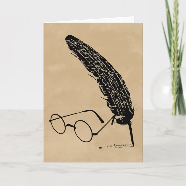 Carte Harry Potter | Lunettes et plume (Devant)