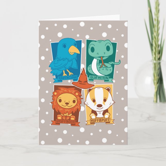 CARTE HARRY POTTER™ | MAISONS DE HOGWARTS EN DESSIN ANIM (Devant)