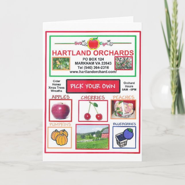 CARTE HARTLAND ORCHARDS (Devant)