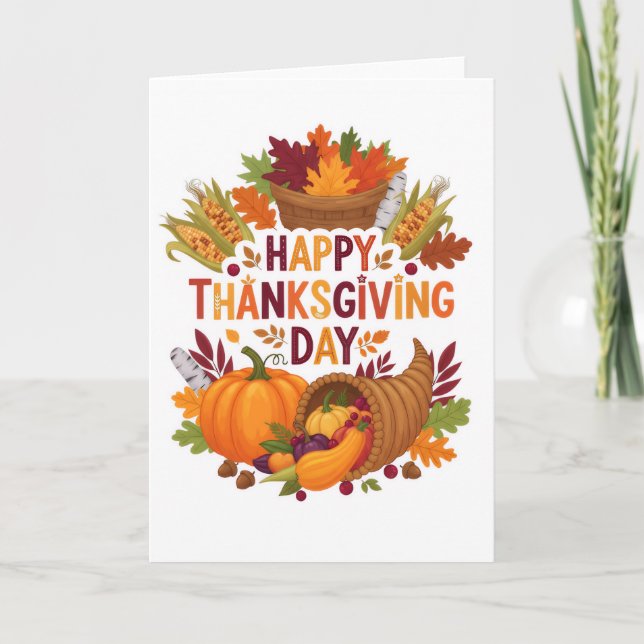 Carte Harvest Blessings — Happy Thanksgiving Day Card (Devant)