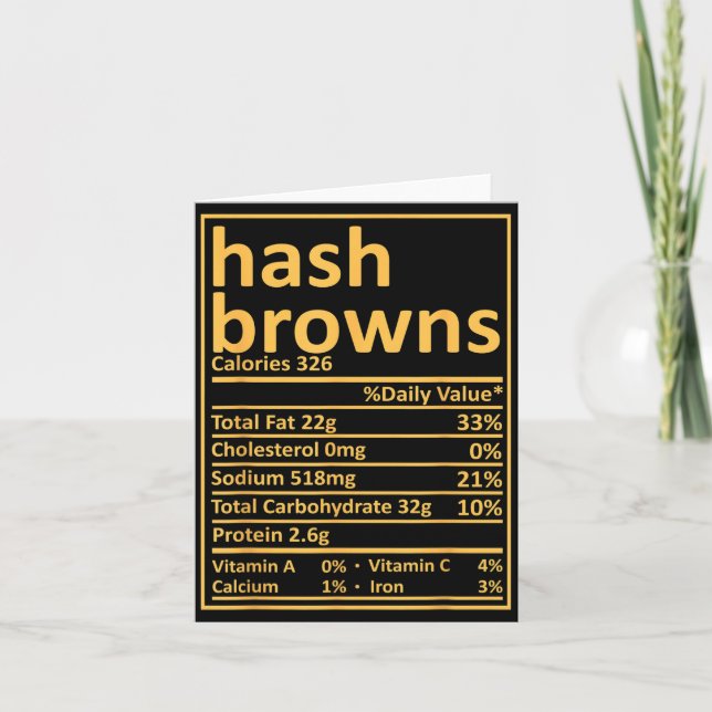 Carte Hash Browns Nutrition Thanksgiving Food Facts Xmas (Devant)