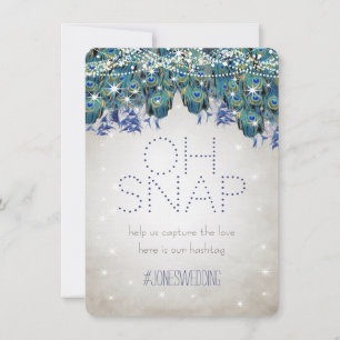Carte Hashtag Mariage Peacock Blue Silver OH Snap