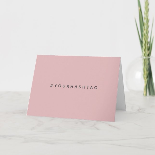 Carte Hashtag Modern #| Tendance élégante rose sur mesur (Devant)