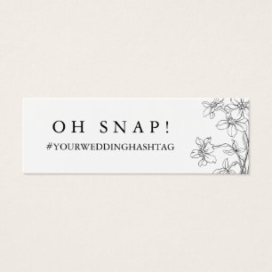 Carte Hashtag moderne Floral noir & blanc Mariage