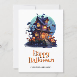 Carte Haunted éffrayant House Ghost Citrouilles Ha