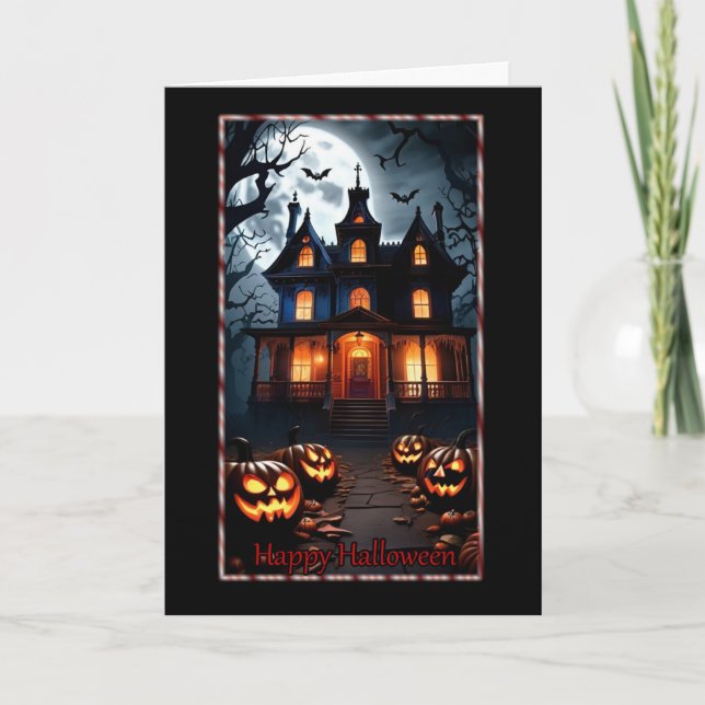 Carte Haunted House et Citrouille Halloween (Devant)