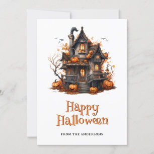 Carte Haunted House Ghost citrouille Halloween