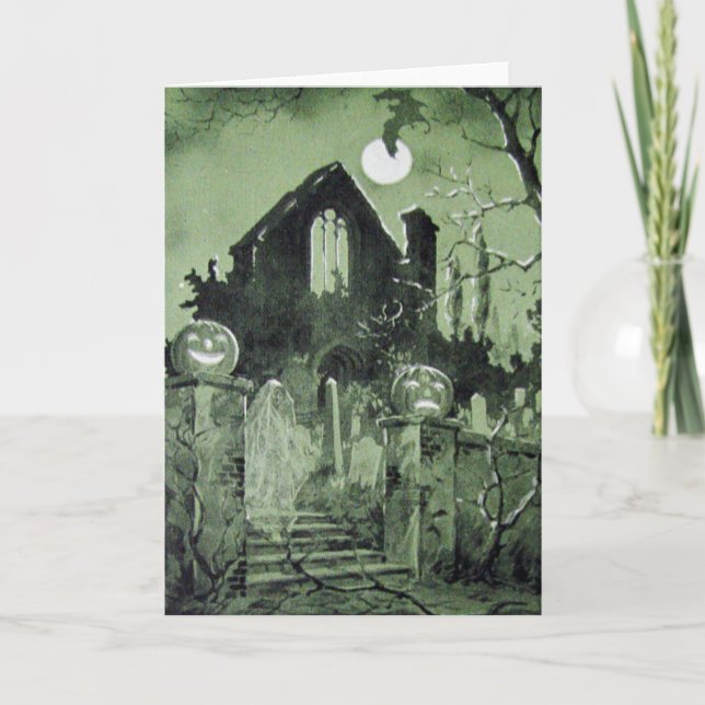Carte Haunted House Jack O' Lantern Ghost Bat (Devant)