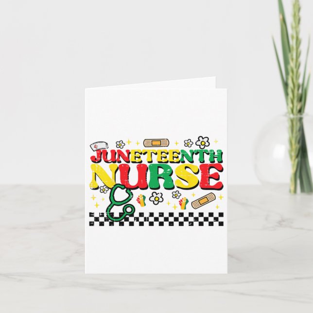 Carte Haut de blouse Juneteenth Nurse Groovy Rétro Afric (Devant)