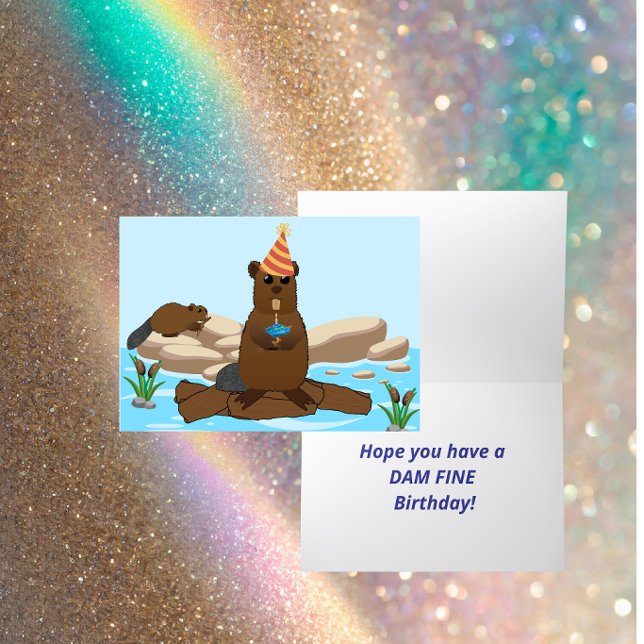 Carte “Have a Dam Fine Birthday” Folded Greeting Card (Créateur téléchargé)