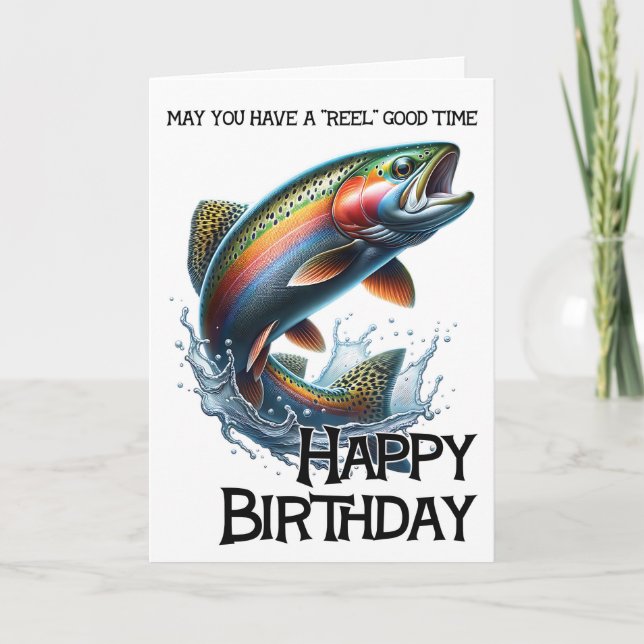 Carte Have A Reel Good Birthday Card With Trout (Devant)