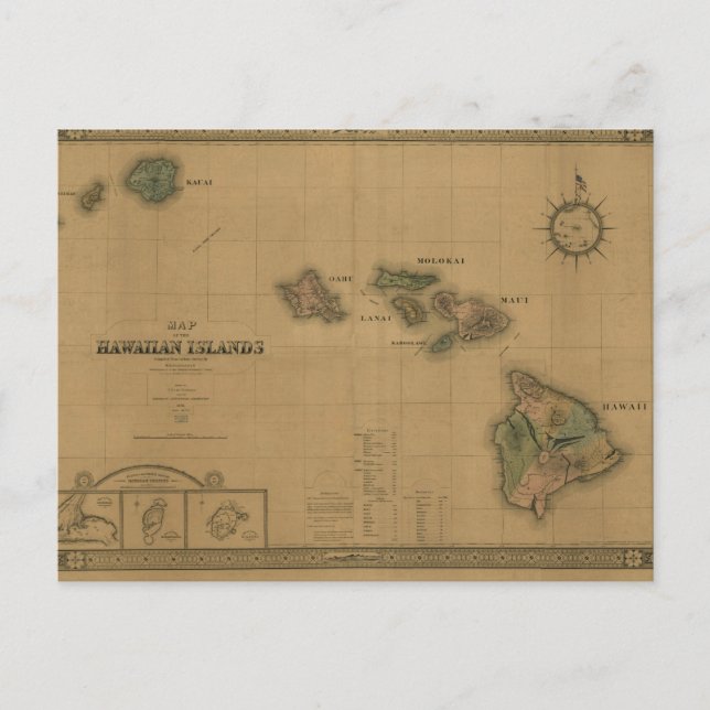 Carte Hawaii 1876 vintage - Îles Hawaii (Devant)