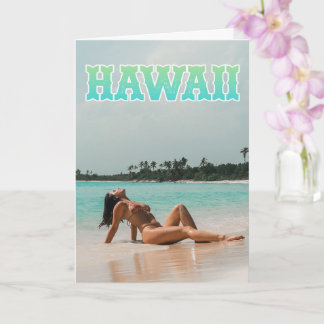 Carte Hawaii Bikini pin fille photo Greeting Card