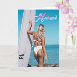 Carte Hawaii Bikini pin fille photo Greeting Card