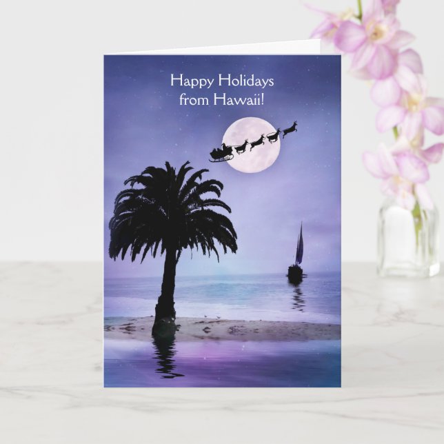 Carte Hawaii Happy Holidays Coastal Beach Sailboat Card (Orchidée)
