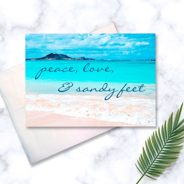 Carte Hawaii Tropical Beach Peace Love Sandy Pieds Scrip (Créateur téléchargé)