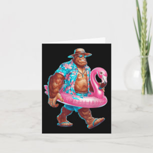 Carte Hawaiian Bigfoot Sasquatch Pink Flamant rose Parti