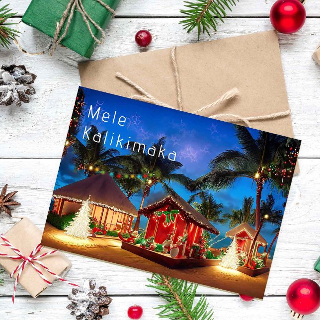 Carte Hawaiian Mele Kalikimaka Sur La Plage (Créateur téléchargé)