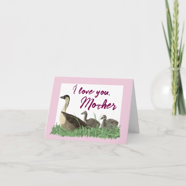 Carte Hawaiian Nene Goose Family Mother’s Day (Devant)