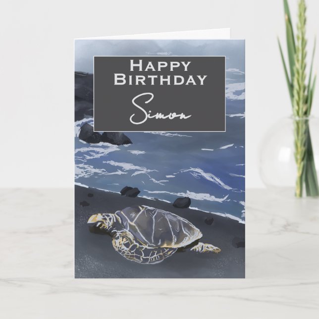 Carte Hawaiian Sea Turtle Personalized Birthday Card (Devant)