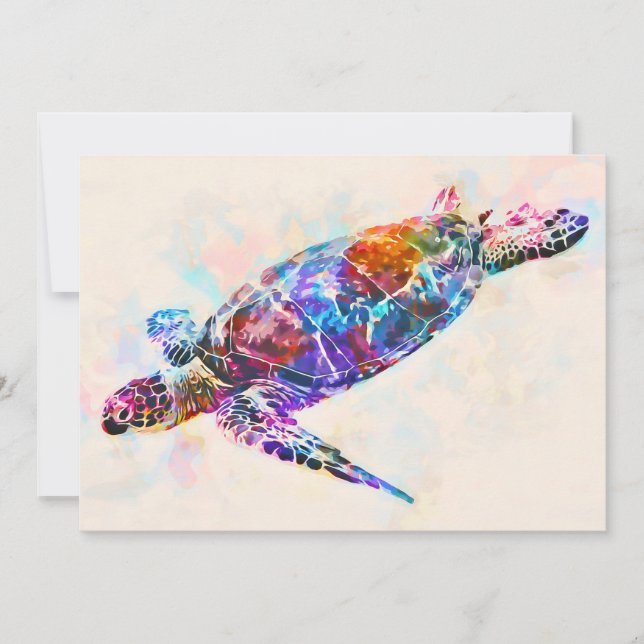Carte Hawaiian sea Turtle Watercolor (Devant)
